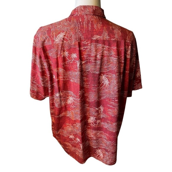 Tommy Bahama Hawaiian Camp Shirt 2XL Red Swordfish Palm Trees Silk Blend Coastal - Picture 6 of 10